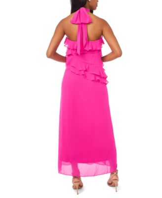 Women's Chiffon Sleeveless Long Halter Dress