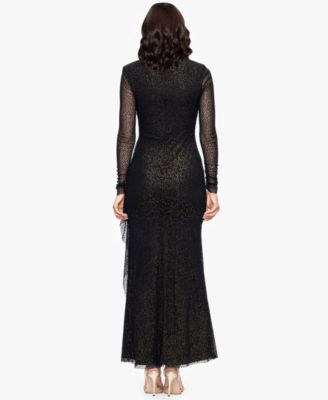 Petite Velvet Burnout Long Sleeve Gown