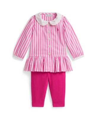 Polo Ralph Lauren - Baby Girls 2-Piece Long-Sleeve Striped Top and Leggings Set