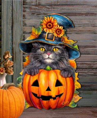 Black Cat Pumpkin Holiday Door D&eacute;cor