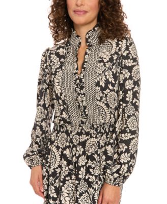 Women's Ruffle Neck Smocked Waist Dress