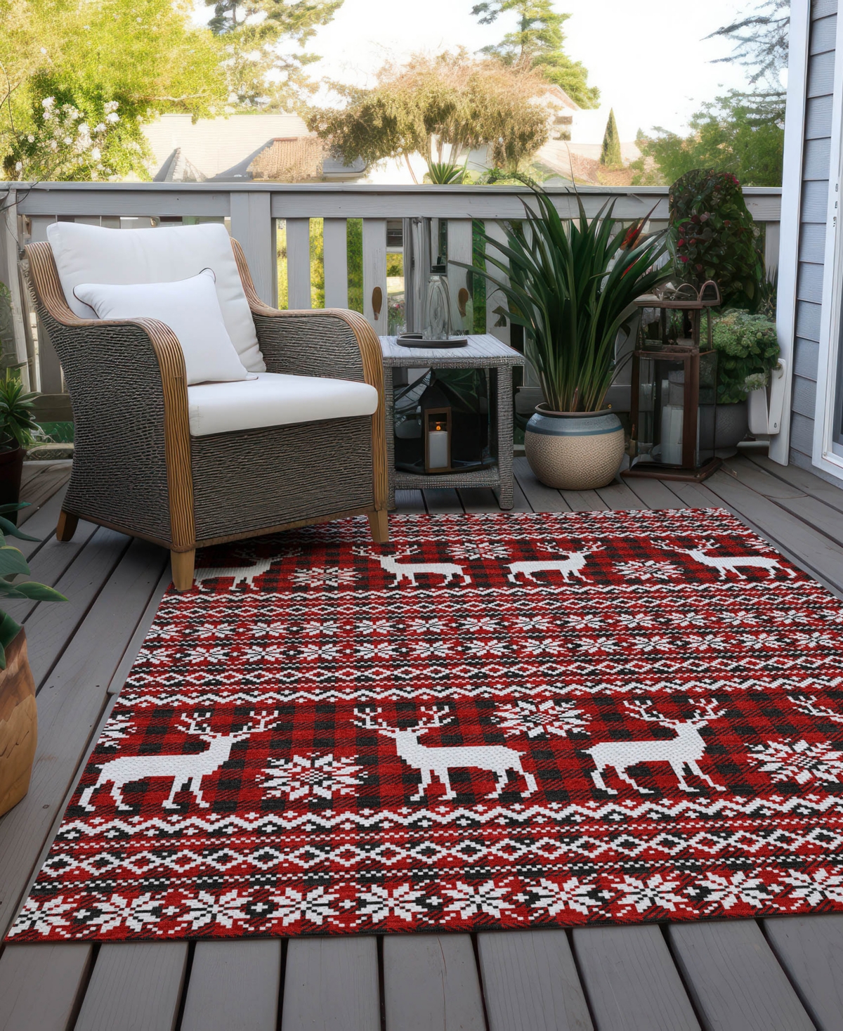 Addison Holiday Washable Indoor/outdoor Acn1820 10'x14' Area Rug In Red