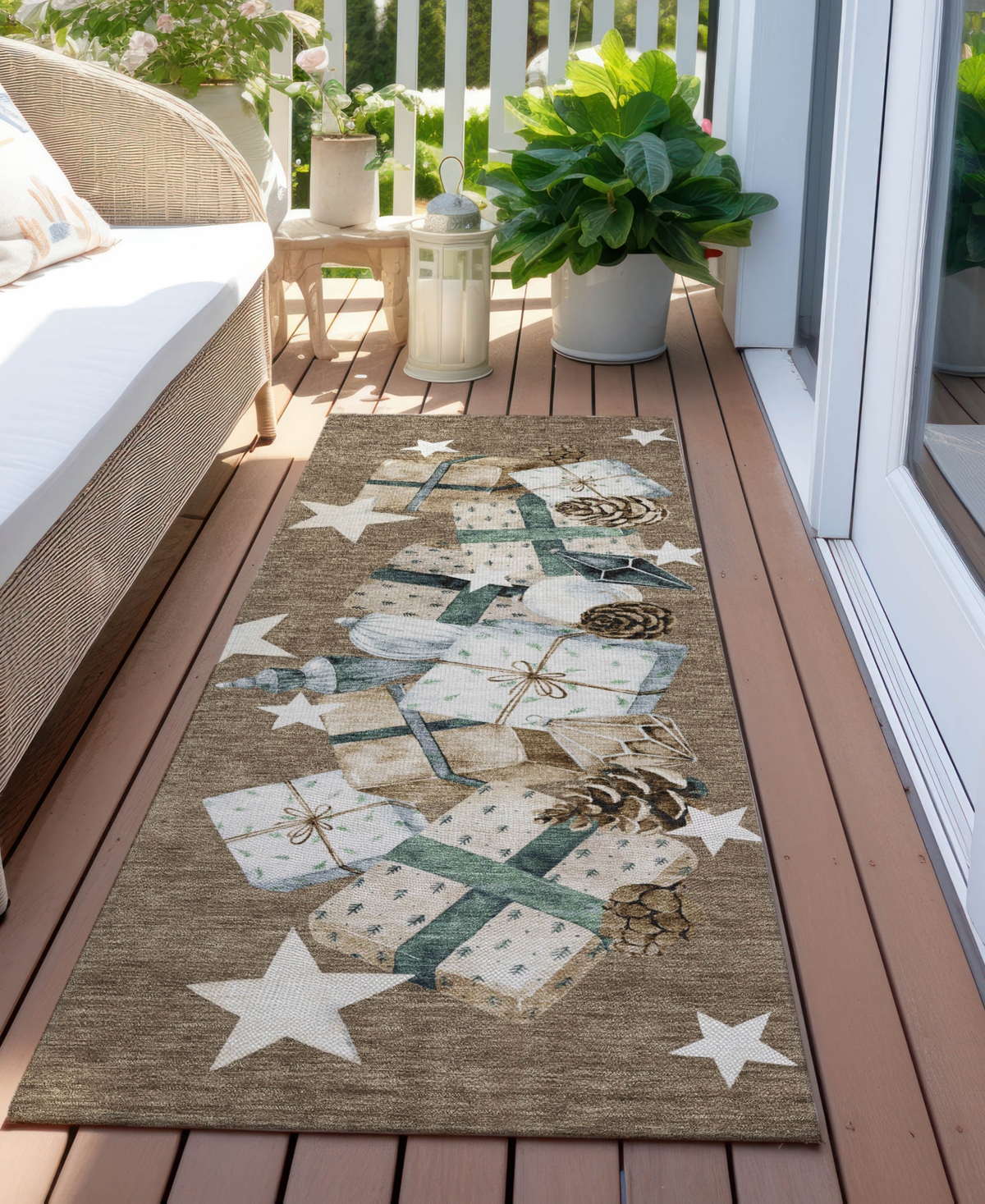 Addison Holiday Washable Indoor/outdoor Acn1825 2'3"x7'6" Runner Area Rug In Brown