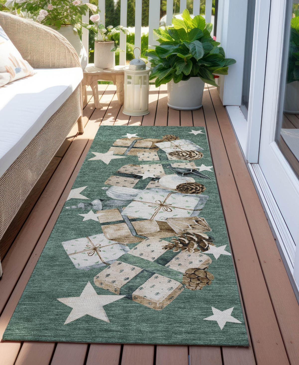 Addison Holiday Washable Indoor/outdoor Acn1825 2'3"x7'6" Runner Area Rug In Blue