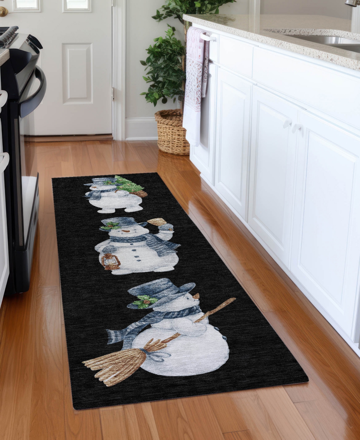 Addison Holiday Washable Indoor/outdoor Acn1826 2'3"x7'6" Runner Area Rug In Black