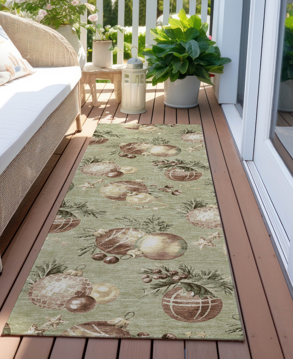 Addison Holiday Washable Indoor/outdoor Acn1828 2'3"x7'6" Runner Area Rug In Green
