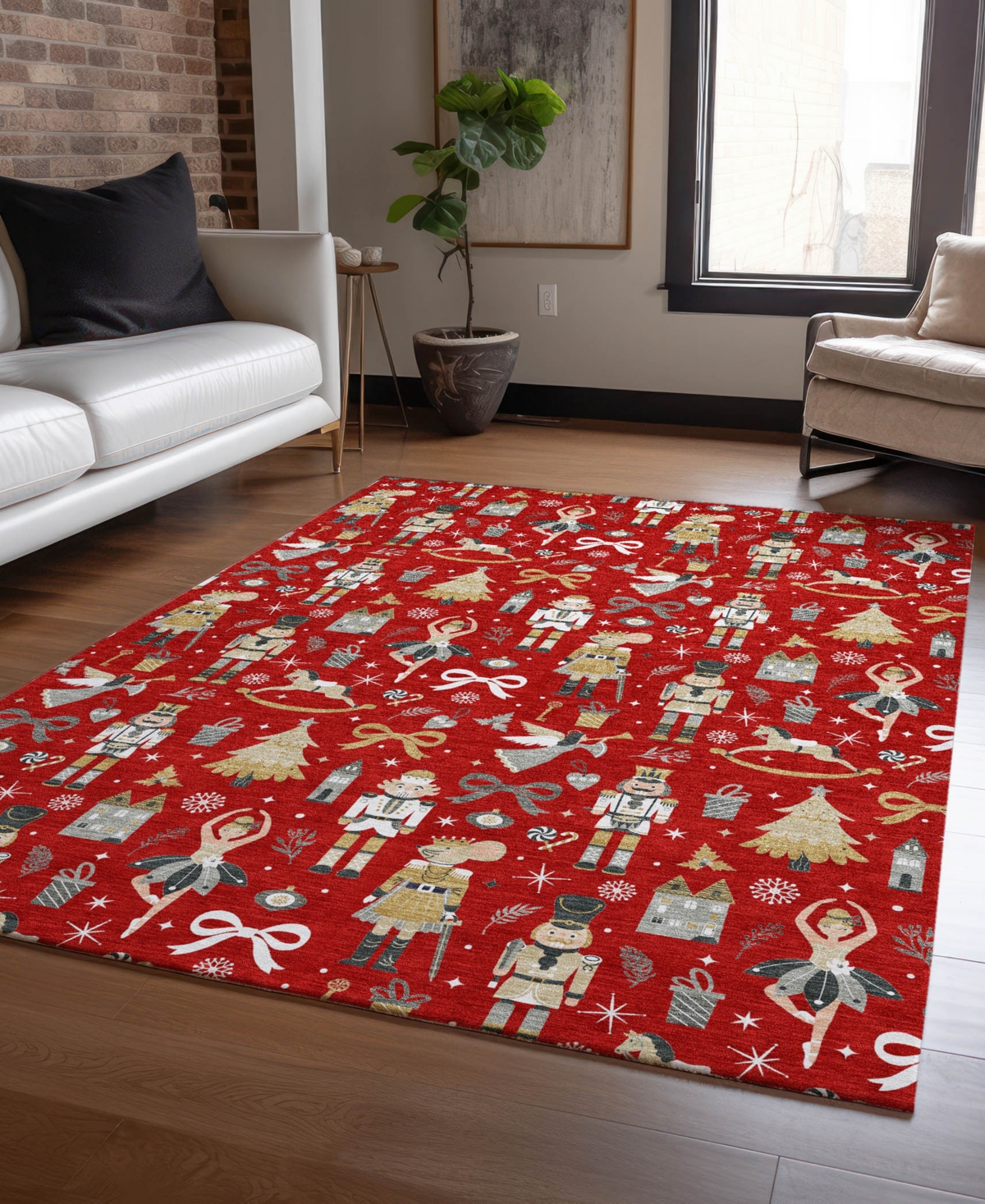 Addison Holiday Washable Indoor/outdoor Acn1827 2'6"x3'10" Area Rug In Red