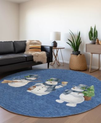 Holiday Washable Indoor/Outdoor ACN1826 8'x8' Round Area Rug