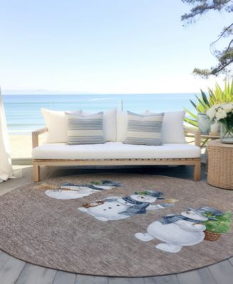 Holiday Washable Indoor/Outdoor ACN1826 8'x8' Round Area Rug