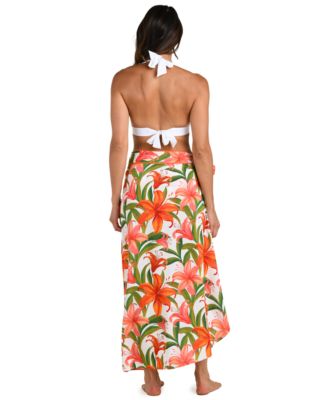 Women's Jungle Blossoms Tie Wrap Swim Skirt
