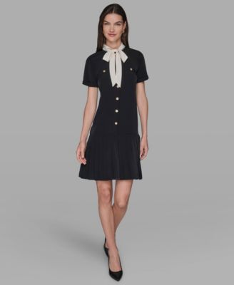 Women's Bow Tie Neck A-Line Dress