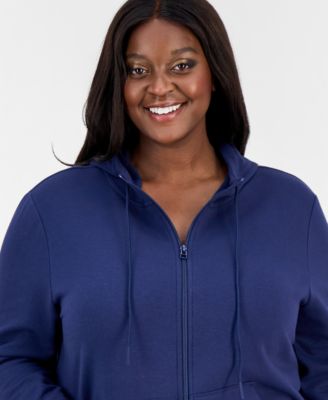 Plus Size Relaxed Full-Zip Fleece Hoodie