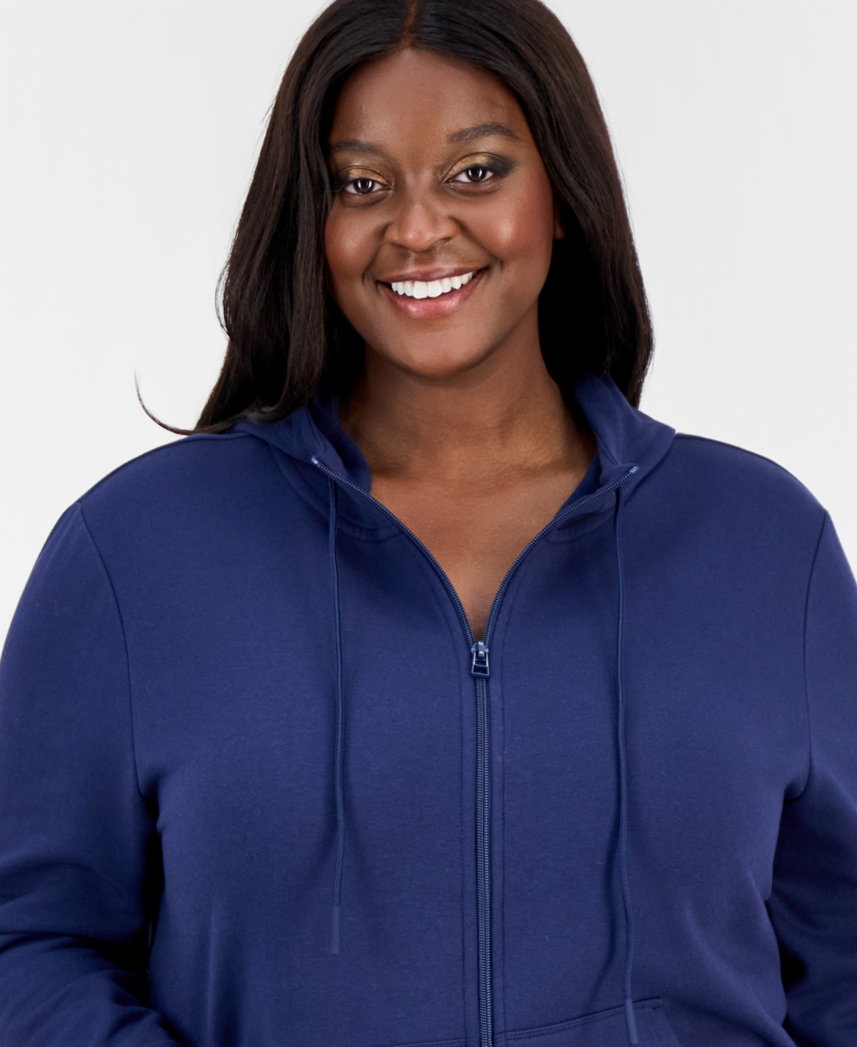 Id Ideology Plus Size Relaxed Full-zip Fleece Hoodie, Created For Macy's In White