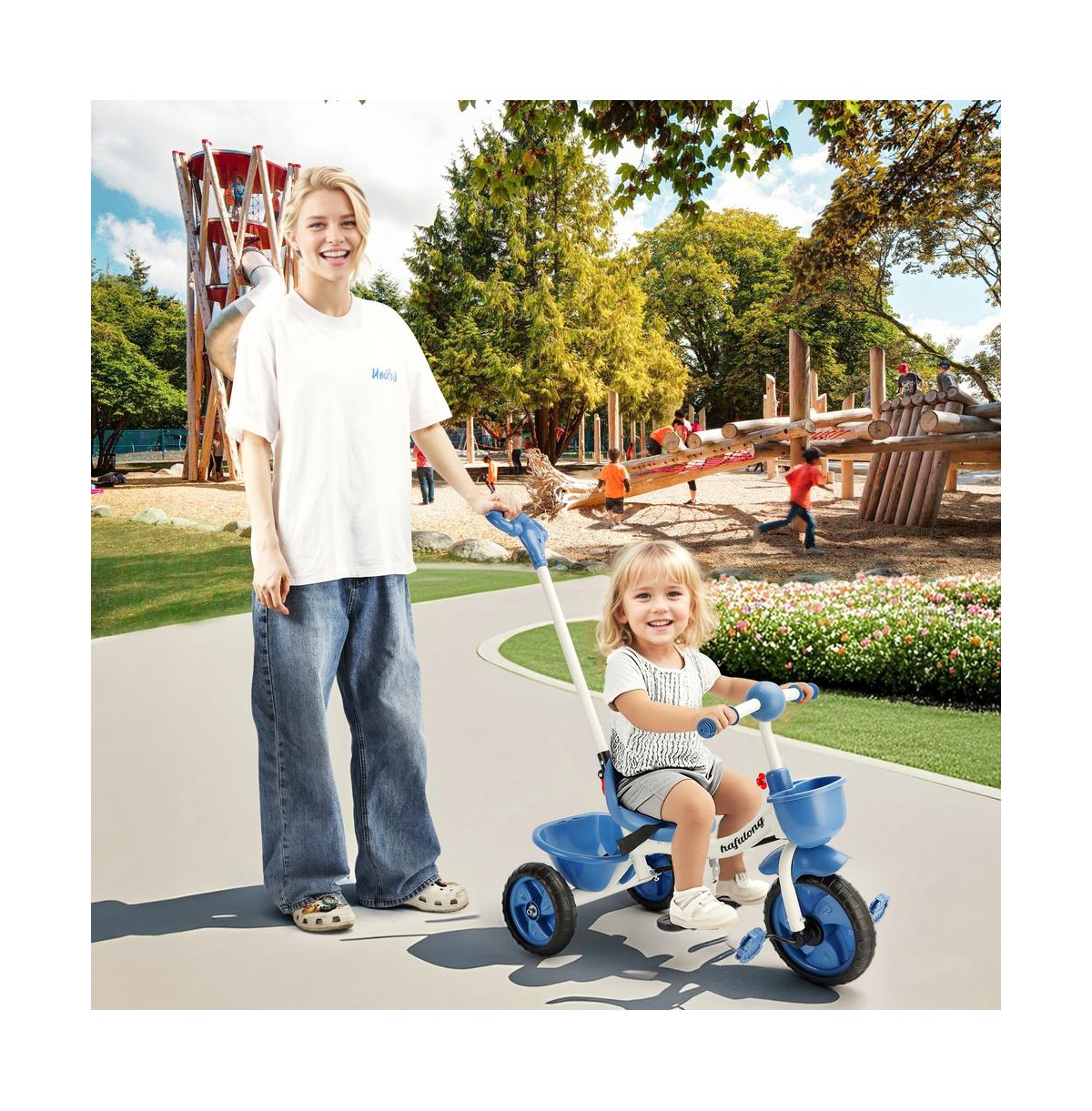 Artudatech Baby Push Trike Toddler Tricycle Boys and Girls Kids Tricycle with Push Handle