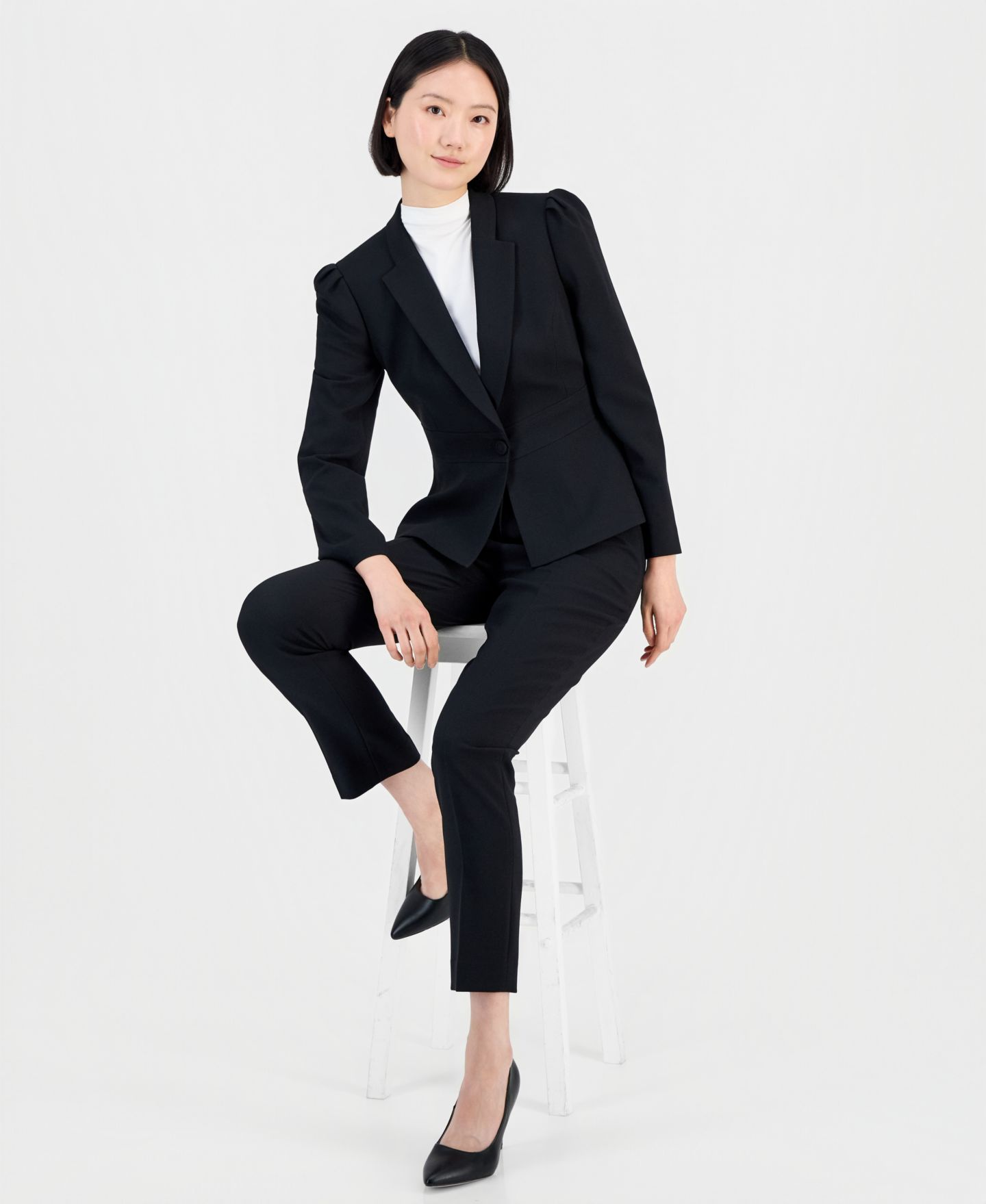 Женские брюки Tahari ASL Belted Wrap Pant Suit Set, цвет: Чёрный — фото 3