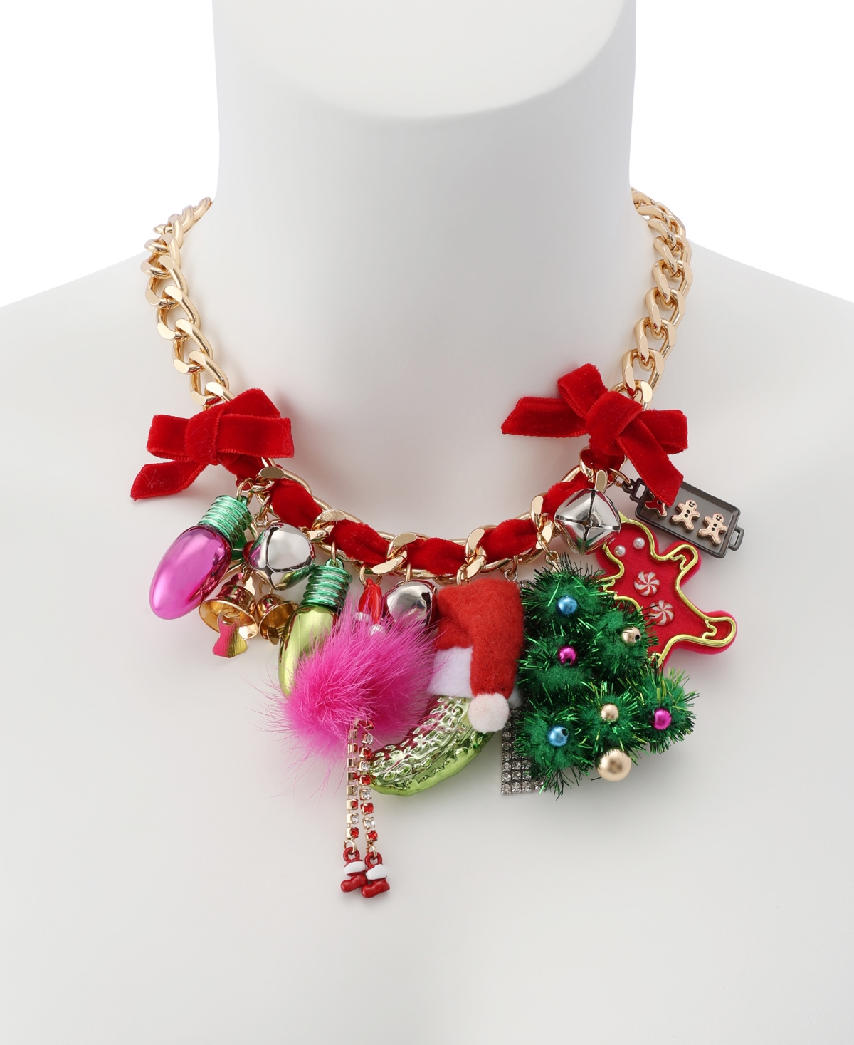 Betsey Johnson Faux Stone Santa Baby Statement Bib Necklace