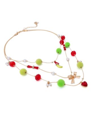 Faux Stone Santa Baby Pickle Layered Necklace