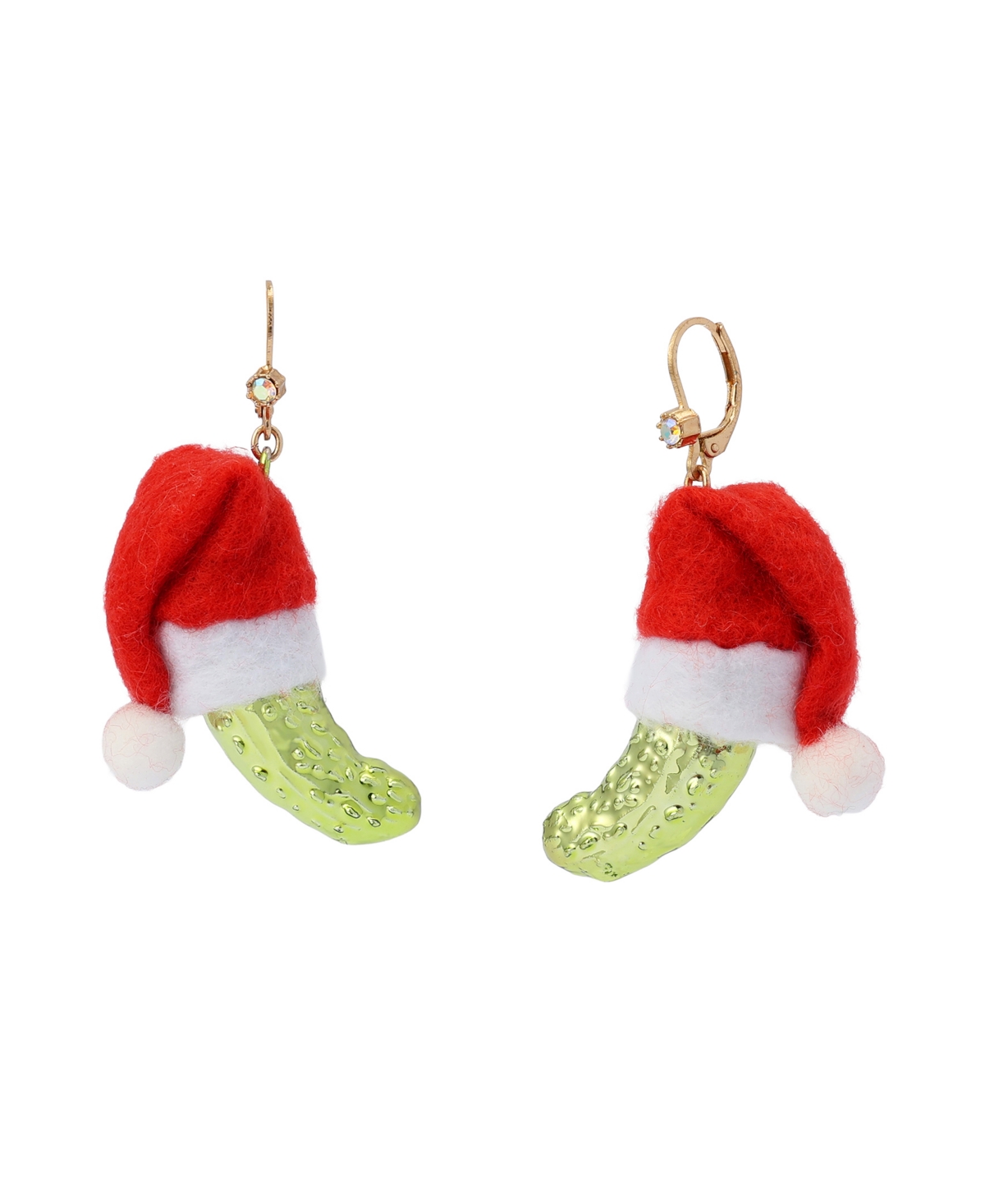 Betsey Johnson Faux Stone Santa Baby Pickle Drop Earrings