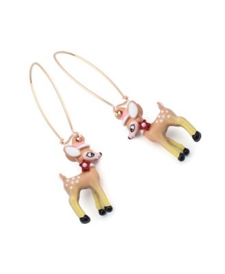 Faux Cultivated Pearl Santa Baby Reindeer Dangle Earrings