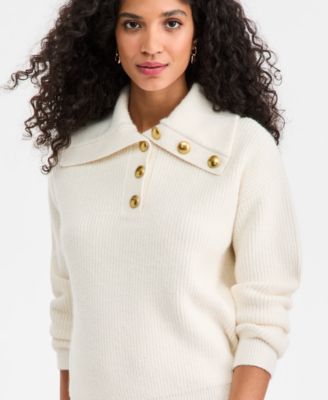 Women's Collared Button Pullover Sweater, Macy's Exclusive