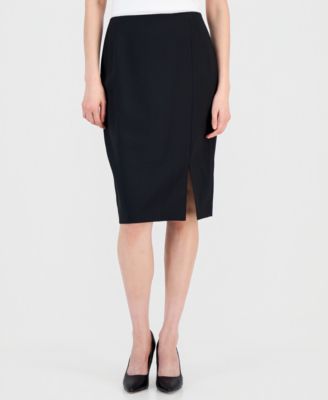 Women's Asymmetrical Belted Jacket & Pencil Skirt Suit Set