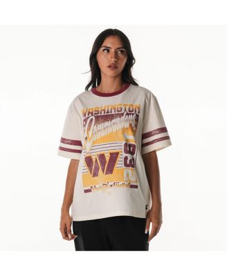 Women's Cream Washington Commanders Vintage Drop Shoulder Oversized Boyfriend T-Shirt