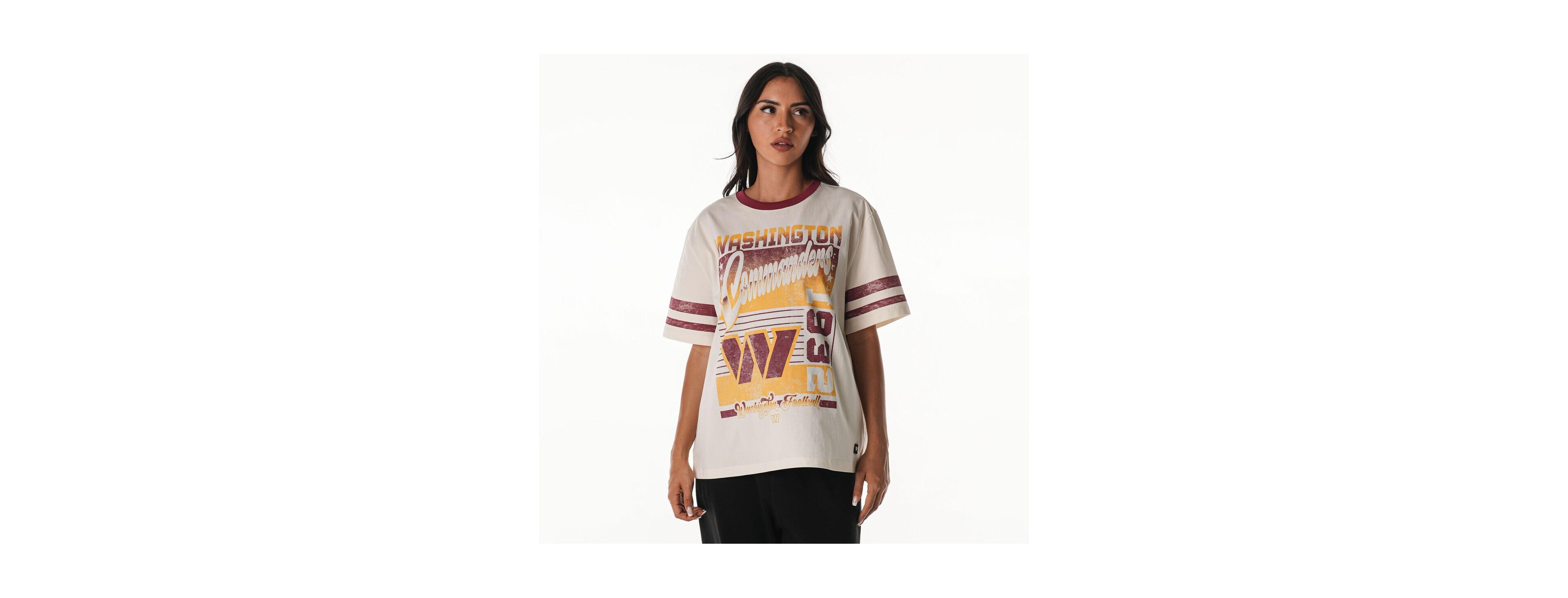 The Wild Collective Women's Cream Washington Commanders Vintage Drop Shoulder Oversized Boyfriend T-Shirt