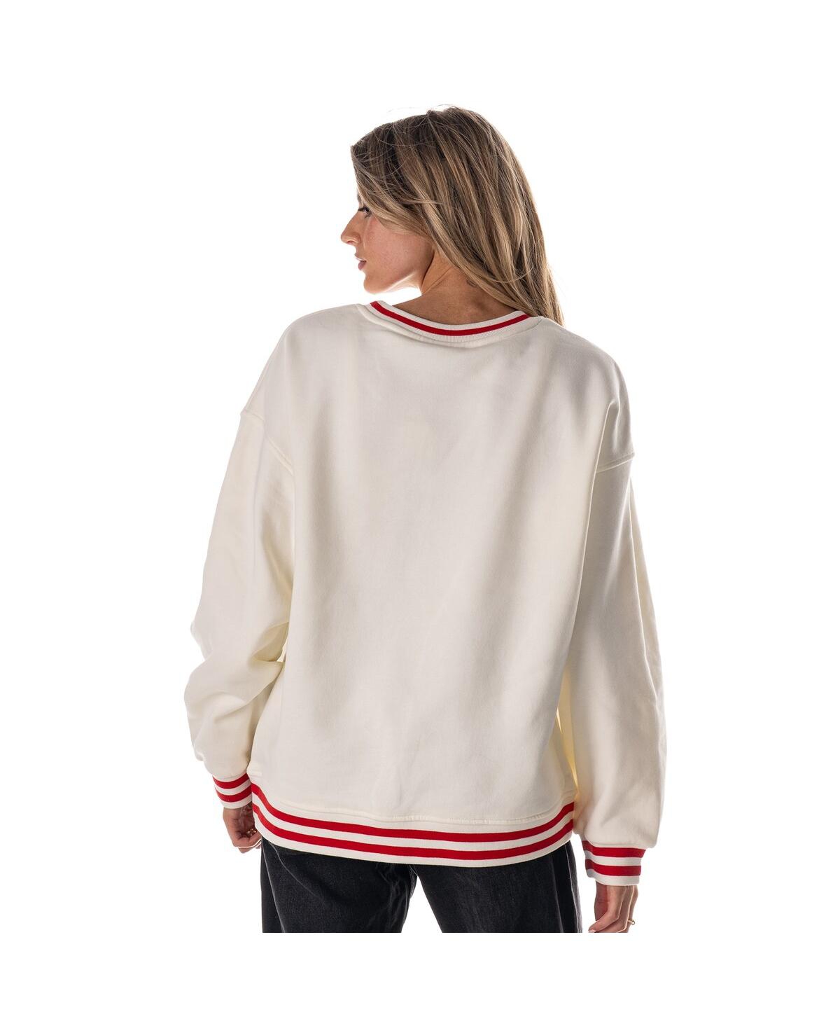 The Wild Collective Women's Cream San Francisco 49ers Oversized Vintage French Terry Sweatshirt In White