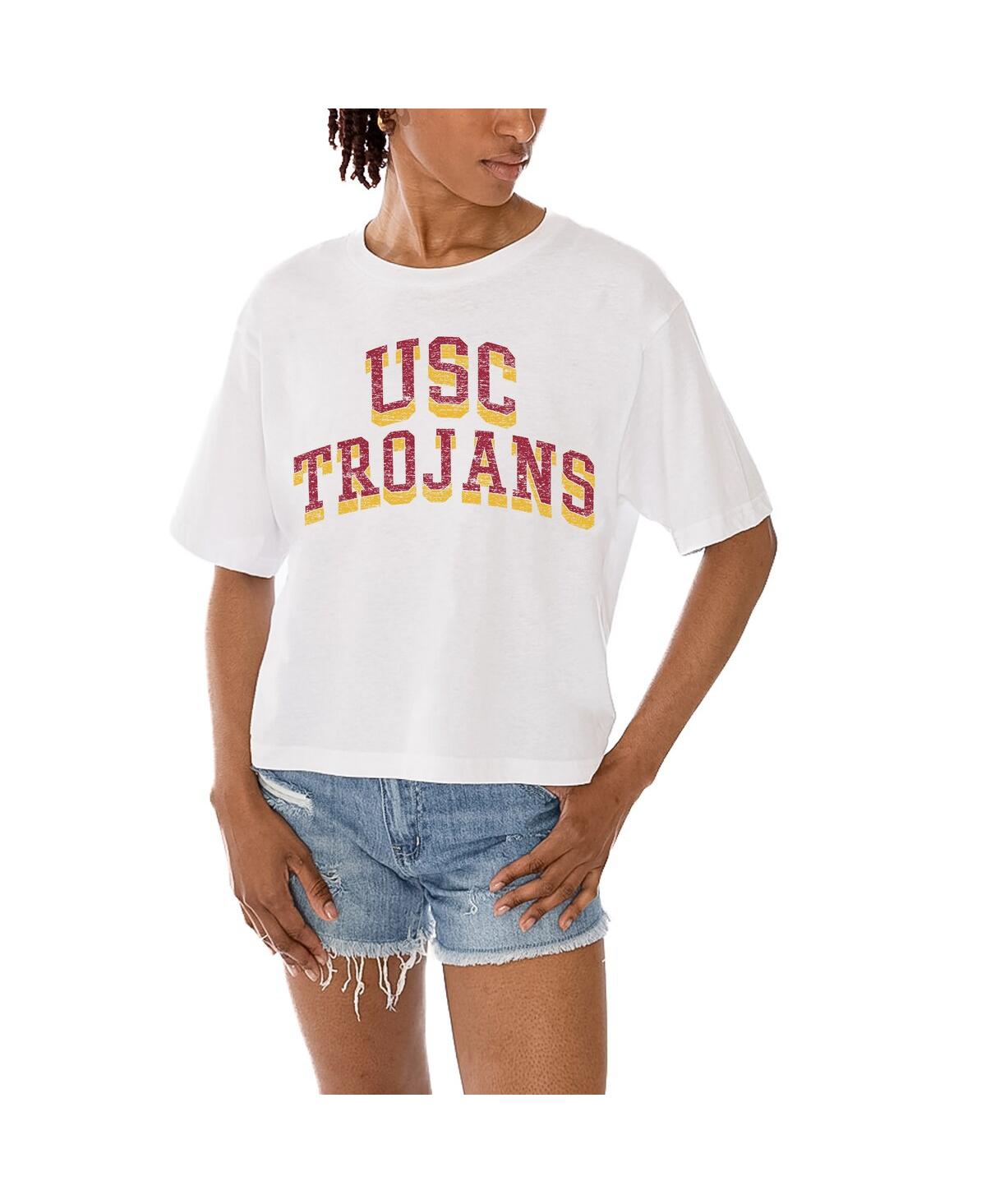 Gameday Couture Women's White Usc Trojans Claim To Fame Boxy Cropped T-shirt In White