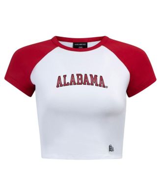 Women's White/Crimson Alabama Crimson Tide Homerun Cropped Raglan T-Shirt