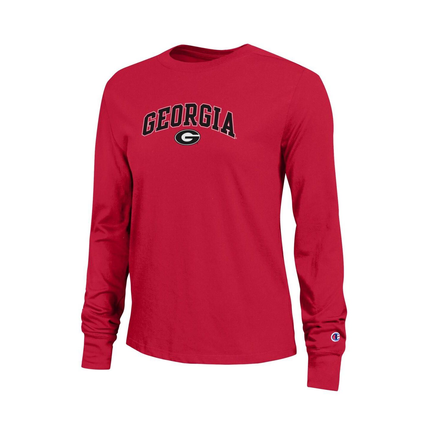 Женская футболка Champion Red Georgia Bulldogs Arch Over Logo Long Sleeve — фото 3