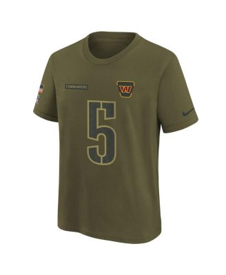 Big Boys and Girls Jayden Daniels Olive Washington Commanders 2025 Salute to Service Name Number T-Shirt