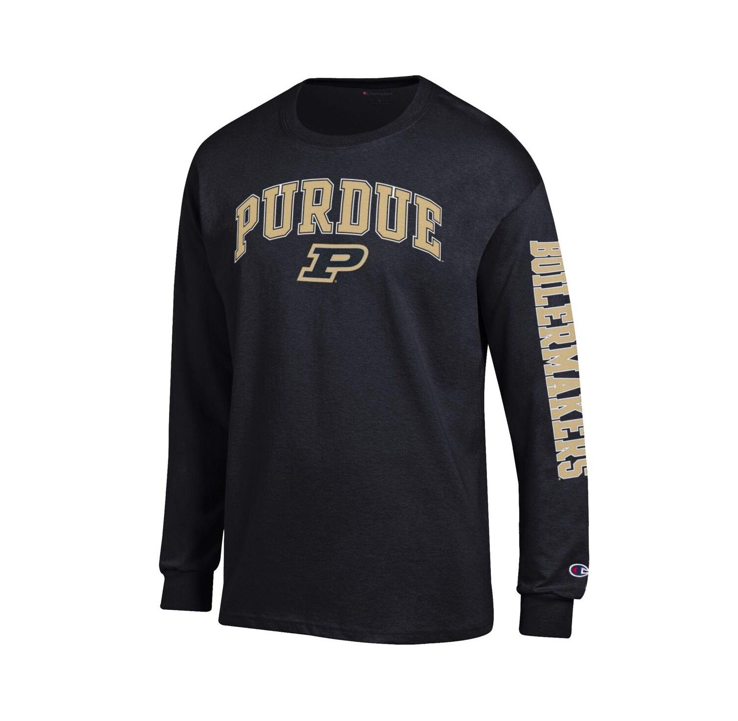 Men's Black Purdue Boilermakers Arch Over Logo 2-Hit Long Sleeve T-Shirt
