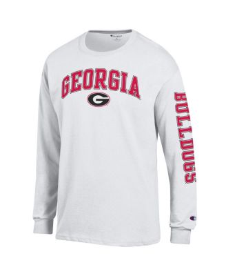 Men's White Georgia Bulldogs Arch Over Logo 2-Hit Long Sleeve T-Shirt