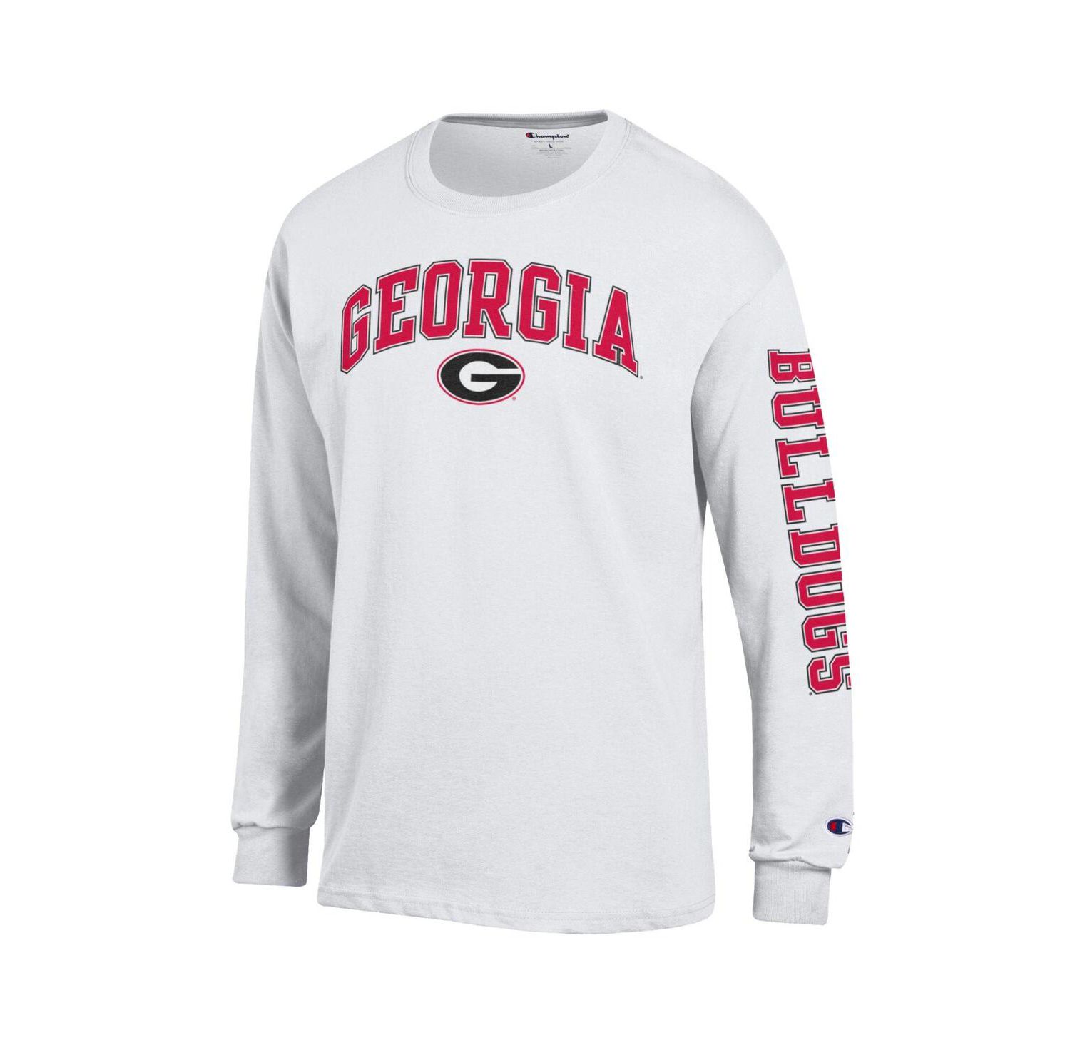 Men's Red Georgia Bulldogs Arch Over Logo 2-Hit Long Sleeve T-Shirt