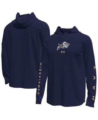 Under Armour - Men's Navy Midshipmen Tech Stretch Long-Sleeve Hooded T-Shirt