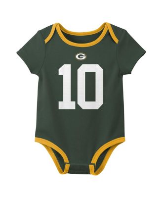 Baby Boys and Girls 3-Pack Jordan Love Green Bay Packers Name Number Bodysuit Set