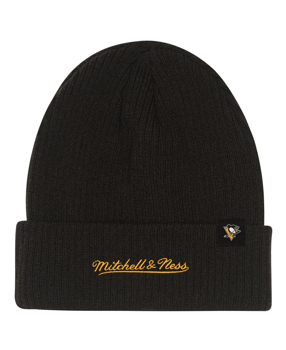 Mitchell & Ness Big Boys And Girls Black Pittsburgh Penguins Neon Line Lights Cuffed Knit Hat In Black