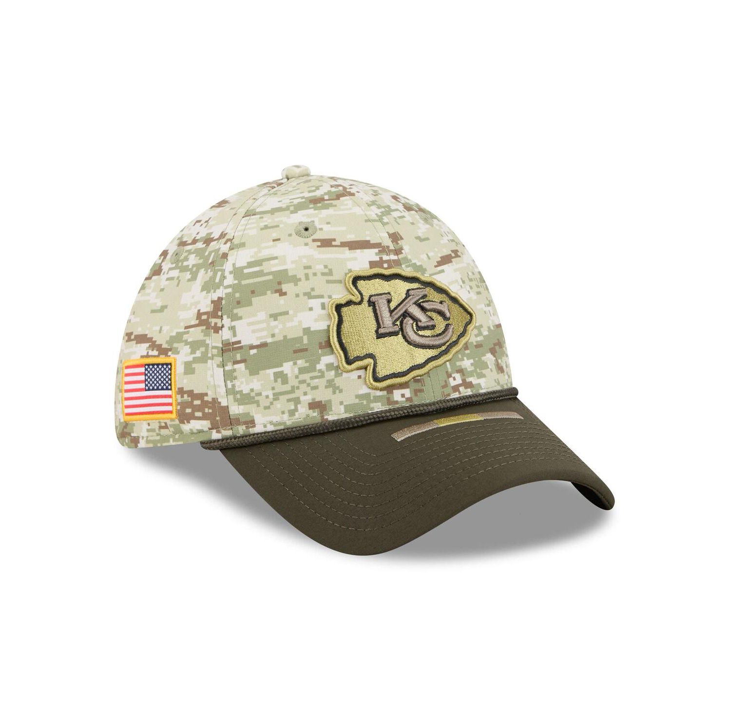 Men's Camo/Dark Green/Dark Green Kansas City Chiefs 2025 Salute to Service 39THIRTY Flex Hat