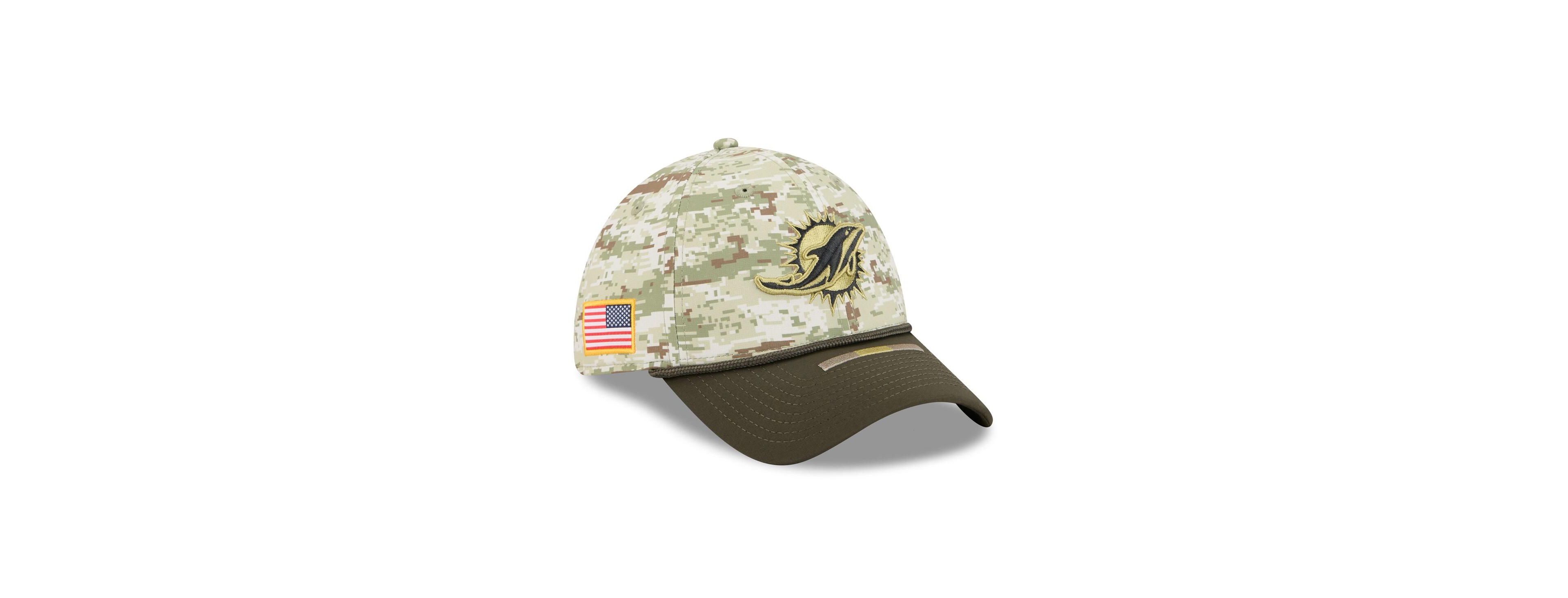 New Era Men's Camo/Dark Green/Dark Green Miami Dolphins 2025 Salute to Service 39THIRTY Flex Hat