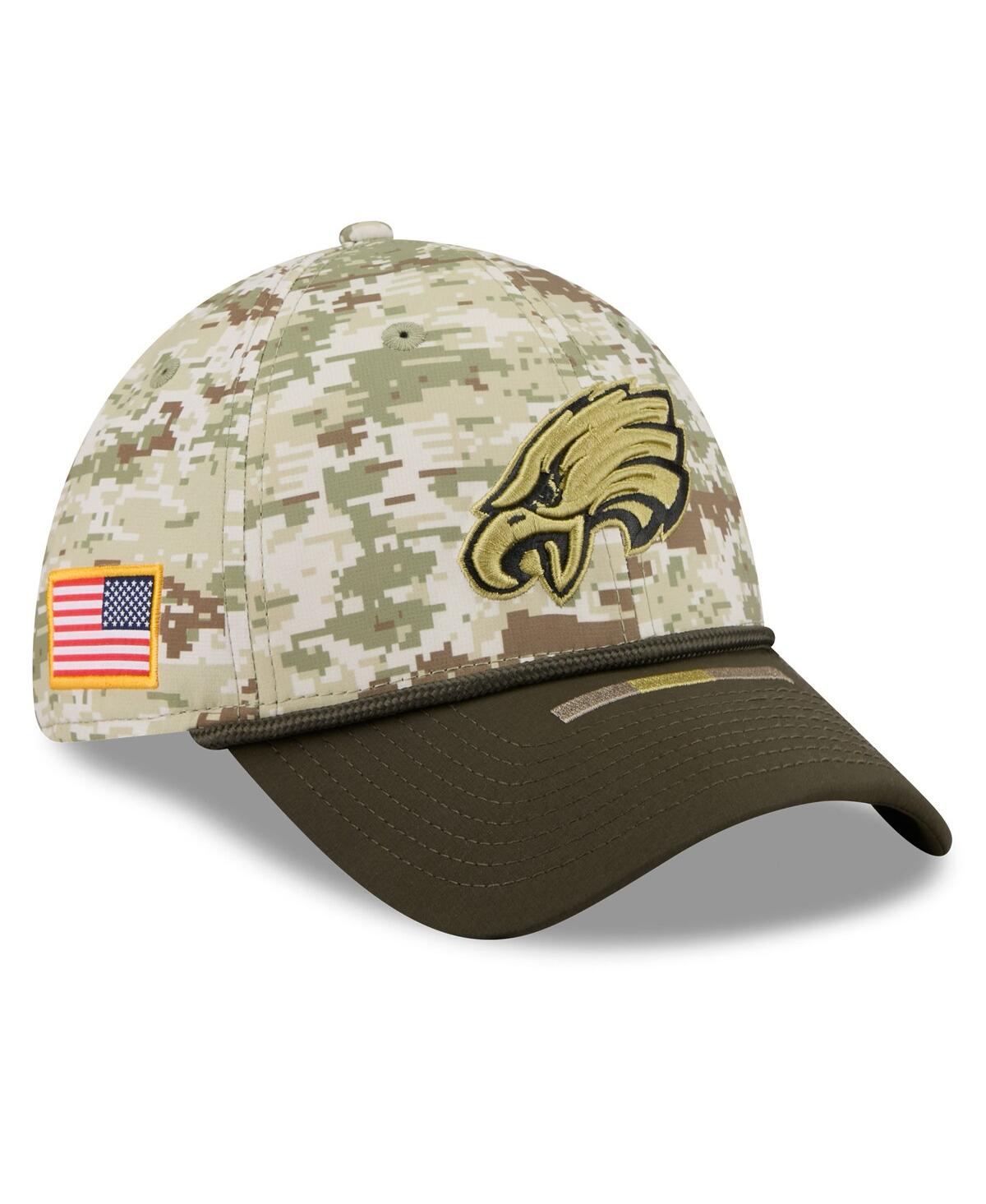 New Era Men's Camo/dark Green/dark Green Philadelphia Eagles 2025 Salute To Service 39thirty Flex Hat In Green
