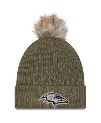 New Era - Women's Dark Green Baltimore Ravens 2025 Salute to Service Cuffed Knit with Pom Hat