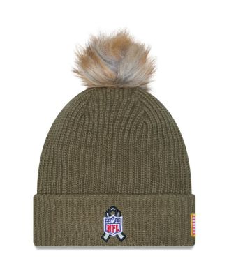 Women's Dark Green Pittsburgh Steelers 2025 Salute to Service Cuffed Knit with Pom Hat