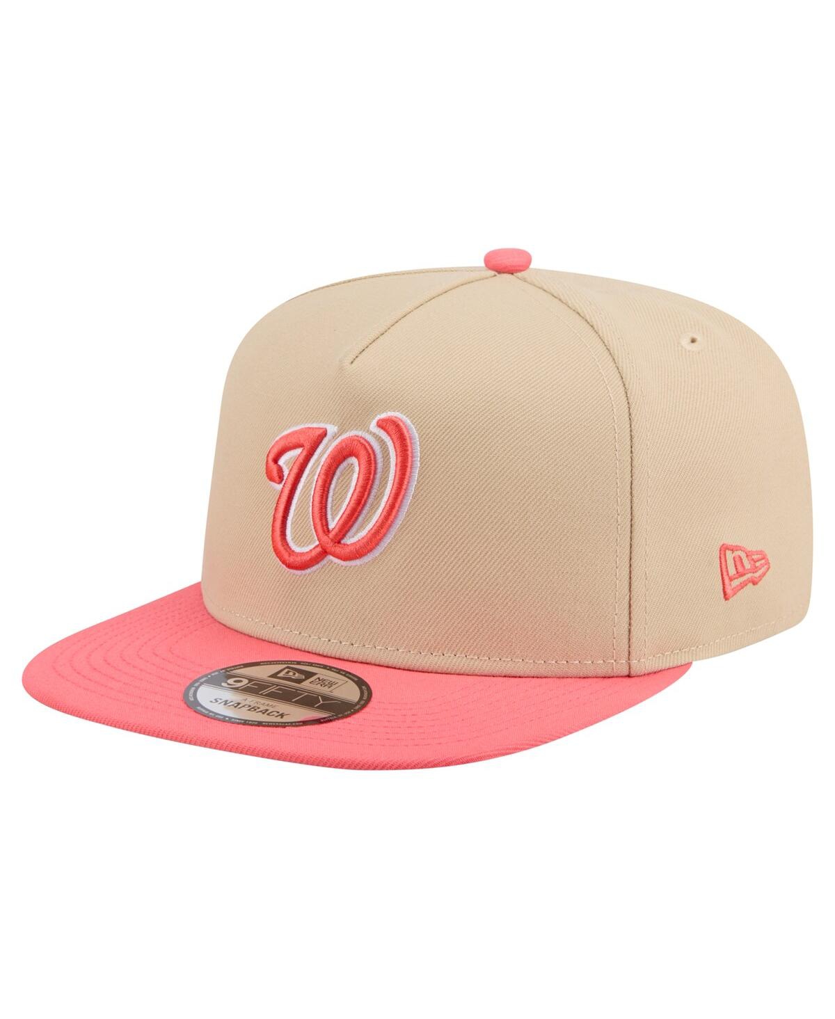 New Era Men's Light Beige/coral Washington Nationals Color Pack A-frame 9fifty Snapback Hat In Pink