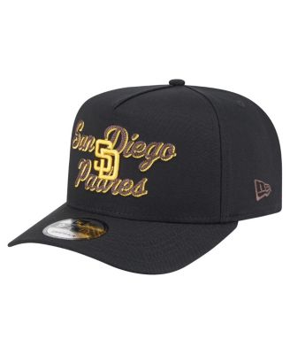 New Era - Men's Black San Diego Padres Chainstitch 9FIFTY A-Frame Snapback Hat