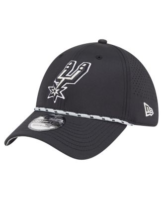 New Era - Men's Black San Antonio Spurs Featherweight Poly Rope Flex 39Thirty Hat