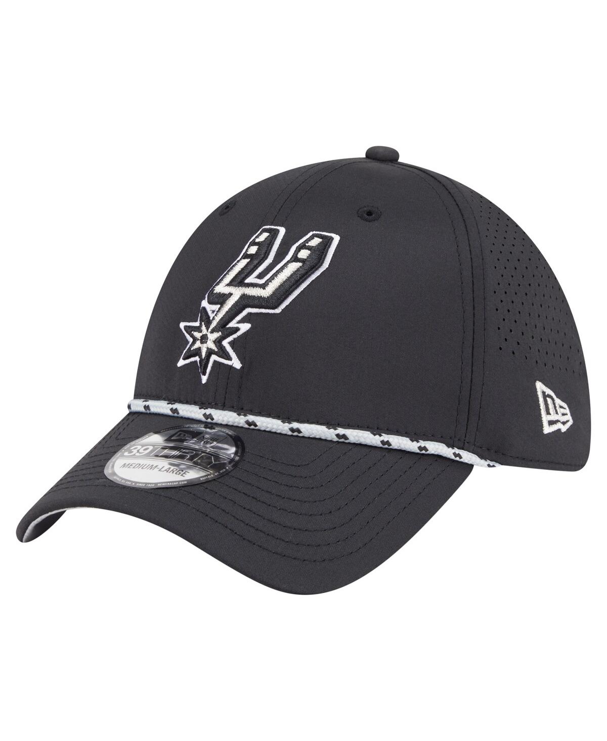 New Era Men's Black San Antonio Spurs Featherweight Poly Rope Flex 39thirty Hat In Black