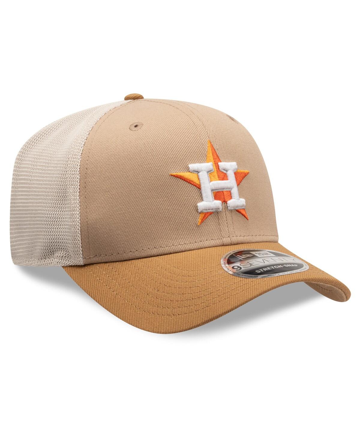 New Era Men's Stone/white Houston Astros 9seventy Trucker Adjustable Hat In Brown