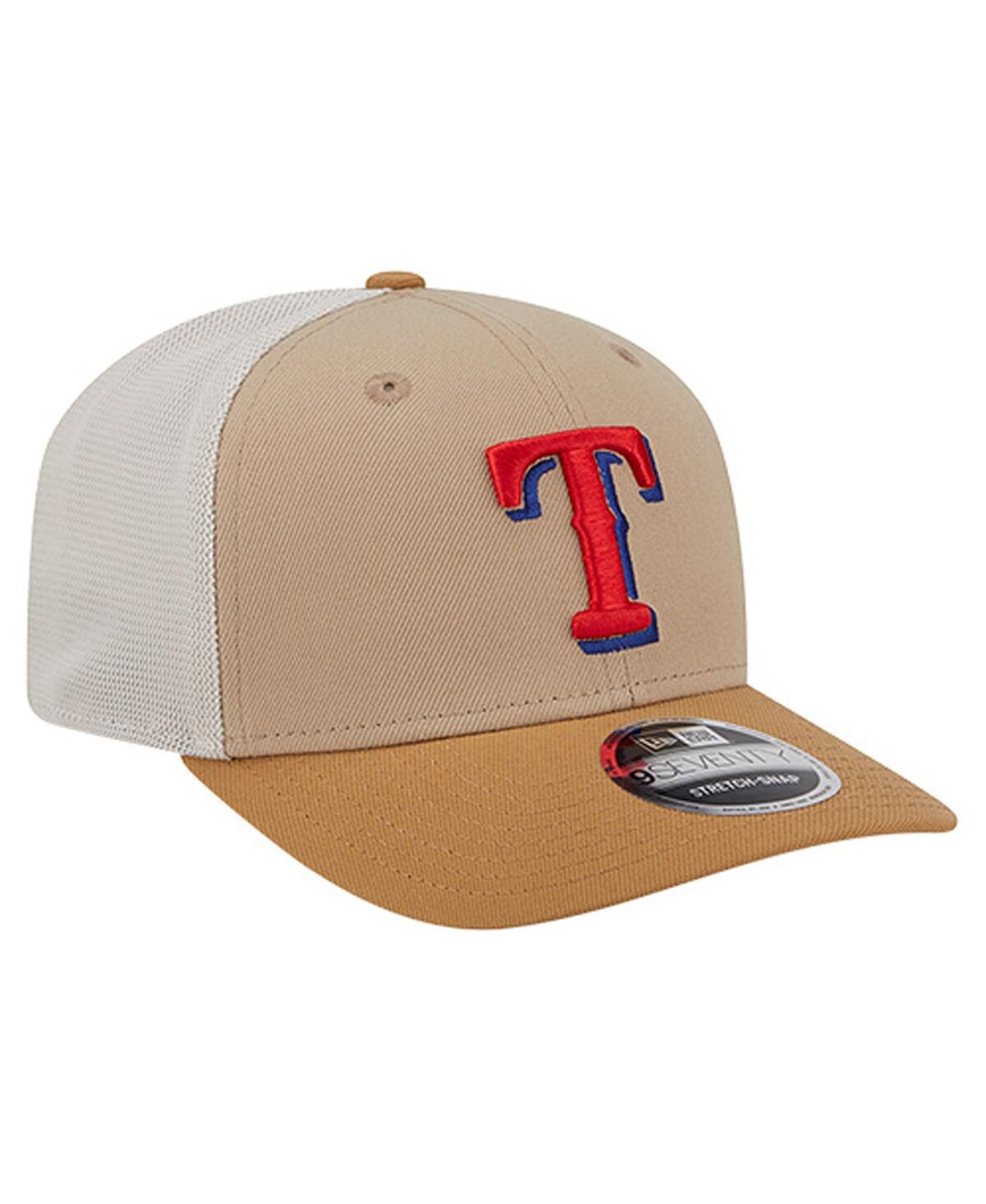 New Era Men's Stone/white Texas Rangers 9seventy Trucker Adjustable Hat In Brown