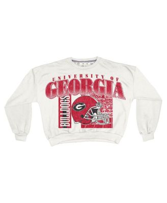 Women's White Georgia Bulldogs Oversized Janice Retro Waist-Length Sweatshirt